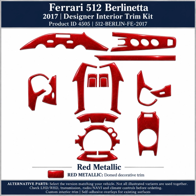 Ferrari 512 Berlinetta 2017 – Designer Interior Trim Kit – Full Set