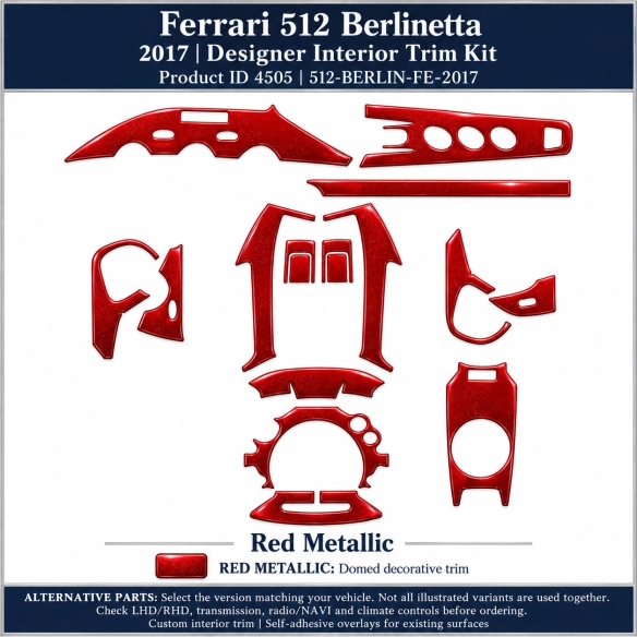 Ferrari 512 Berlinetta 2017 – Designer Interior Trim Kit – Full Set