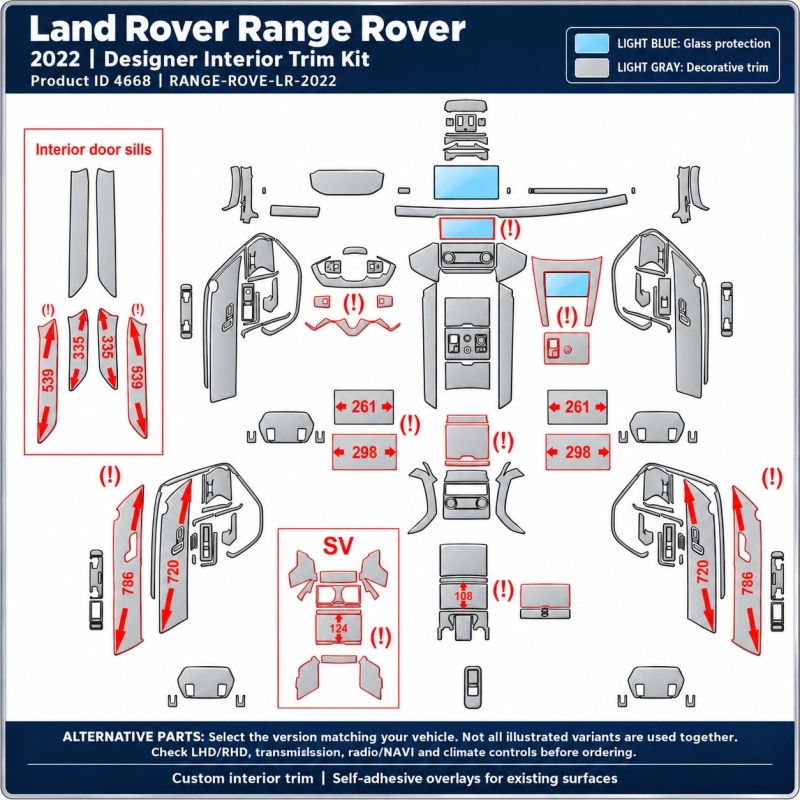 Land Rover Range Rover 2022 – Designer Trim – Kit completo para interiores