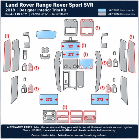 Land Rover Range Rover Sport Svr 2018 – Designer Trim – Kit completo para interiores