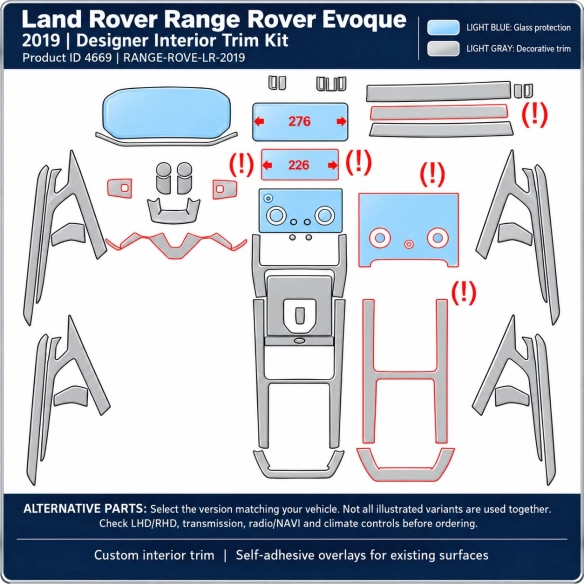 Land Rover Range Rover Evoque 2019 – Designer Interior Trim Kit – Full Set