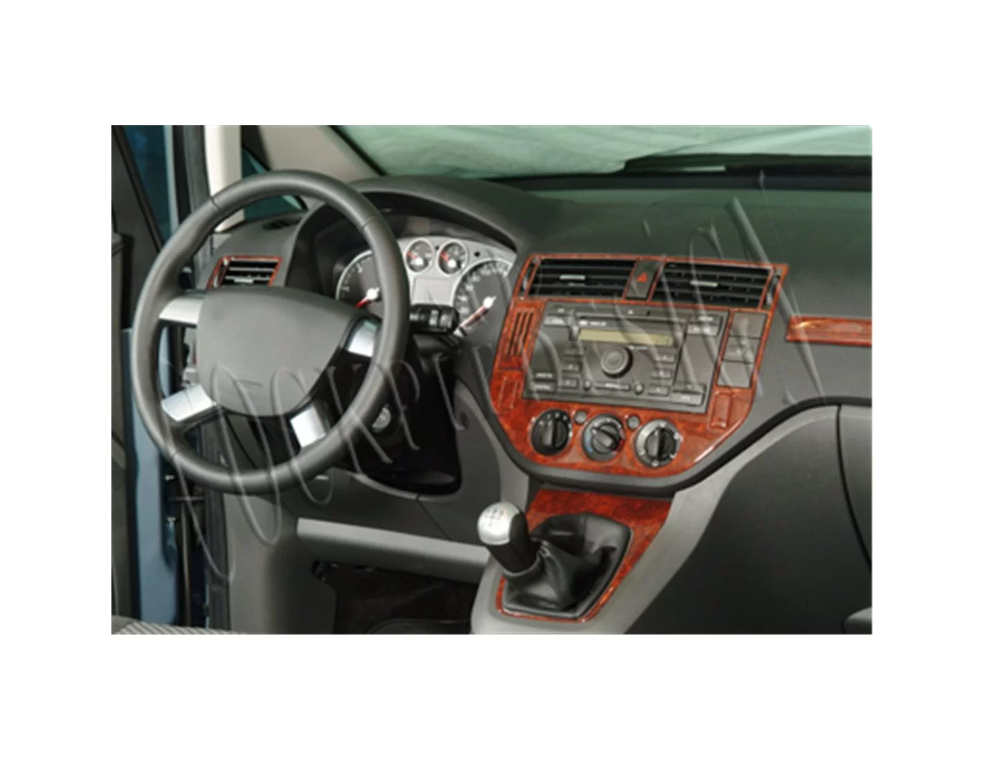Ford C Max 01.04 - 09.10 3D Inleg dashboard Interieurset aansluitend en pasgemaakt op he 12 -Teile