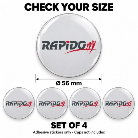 Rapido Domed Wheel Centre Cap Stickers – 56 mm – Set of 4 2