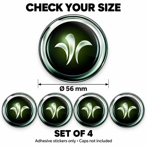 Lily motif Domed Wheel Centre Cap Stickers – 56 mm – Set of 4 2