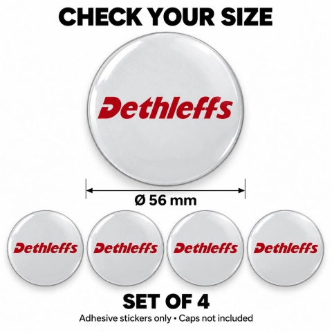 Dethleffs Domed Wheel Centre Cap Stickers – 56 mm – Set of 4 – wordmark 2