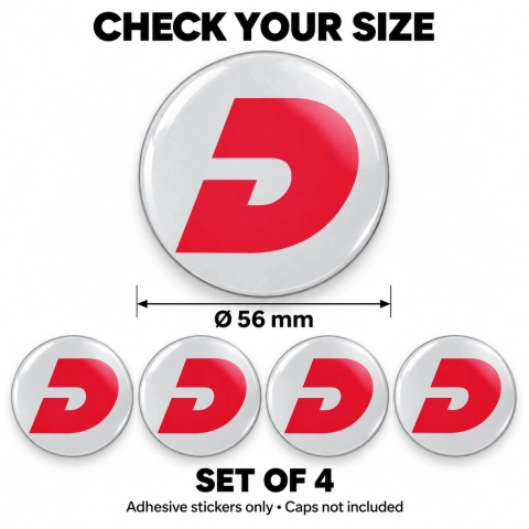 Adhesivos abombados Dethleffs para centros de rueda – 56 mm – Juego de 4 – símbolo D rojo 2