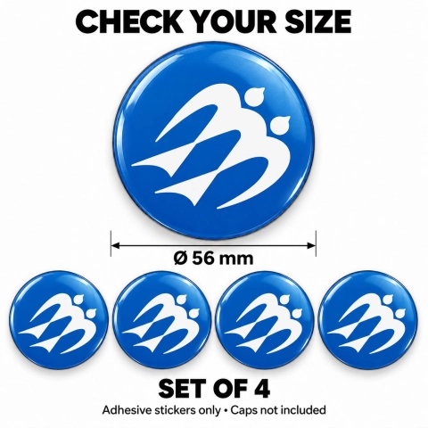 Knaus Domed Wheel Centre Cap Stickers – 56 mm – Set of 4 – white birds on blue 2