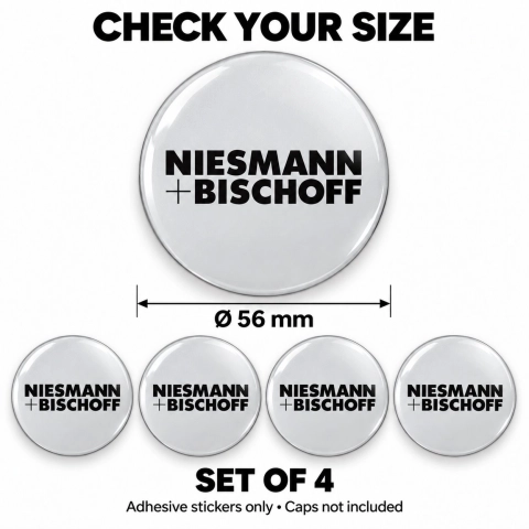 Niesmann + Bischoff Domed Wheel Centre Cap Stickers – 56 mm – Set of 4 2