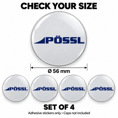 Pössl Domed Wheel Centre Cap Stickers – 56 mm – Set of 4 2