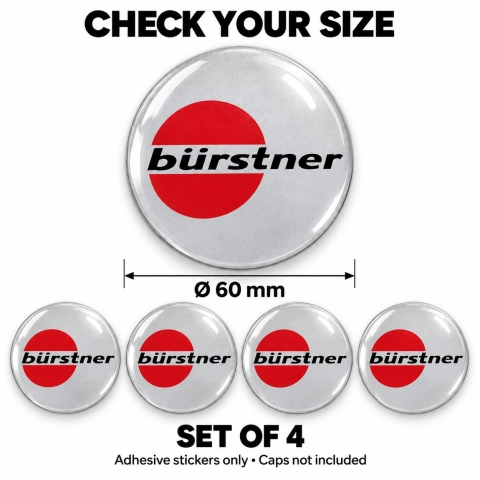 Bürstner Domed Wheel Centre Cap Stickers – 60 mm – Set of 4 2
