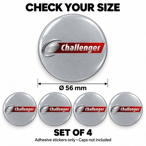 Challenger Domed Wheel Centre Cap Stickers – 56 mm – Set of 4 2