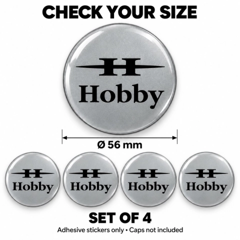 Hobby Domed Wheel Centre Cap Stickers – 56 mm – Set of 4 – black H logo 2