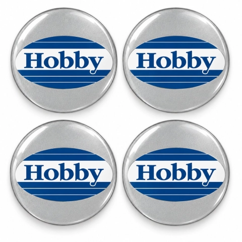 Hobby Domed Wheel Centre Cap Stickers – 56 mm – Set of 4 – blue oval logo