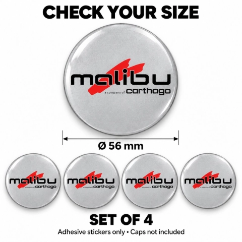 Malibu Domed Wheel Centre Cap Stickers – 56 mm – Set of 4 2