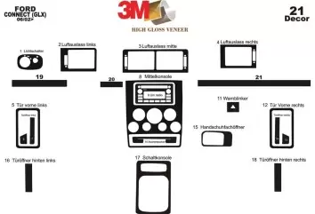 Ford Connect GLX 06.02-09.06 3M 3D Interior Dashboard Trim Kit Dash Trim Dekor 21-Parts