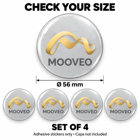 Mooveo Domed Wheel Centre Cap Stickers – 56 mm – Set of 4 2