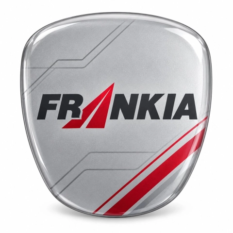 Frankia – inserto adhesivo para emblema de parrilla | lámina de vinilo gris metalizado | 64 × 58 mm