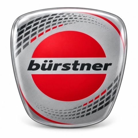 Bürstner – inserto adhesivo para emblema de parrilla | lámina de vinilo gris metalizado | 64 × 58 mm