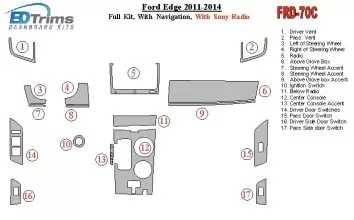 Ford Edge 2011-UP Full Set, With NAVI, With Sony Radio BD Interieur Dashboard Bekleding Volhouder