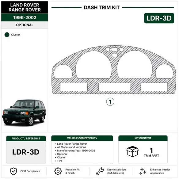 Land Rover Range Rover 1996-2002 Cluster, 1 Pc kit salpicadero 3D