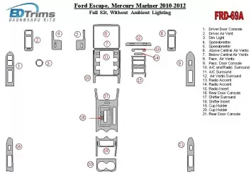 Ford Escape 2010-2012 Full Set Without lighting Ambient lighting Decor de carlinga su interior