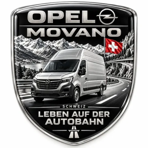 3D Rear & Wing Badge for Opel Movano – Switzerland – 90 mm