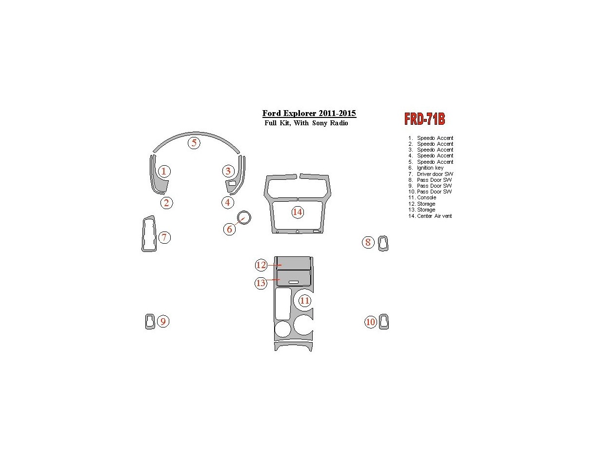 FORD Ford Explorer 2011-UP Full Set, With Sony Radio Interior BD Dash Trim Kit €51.99