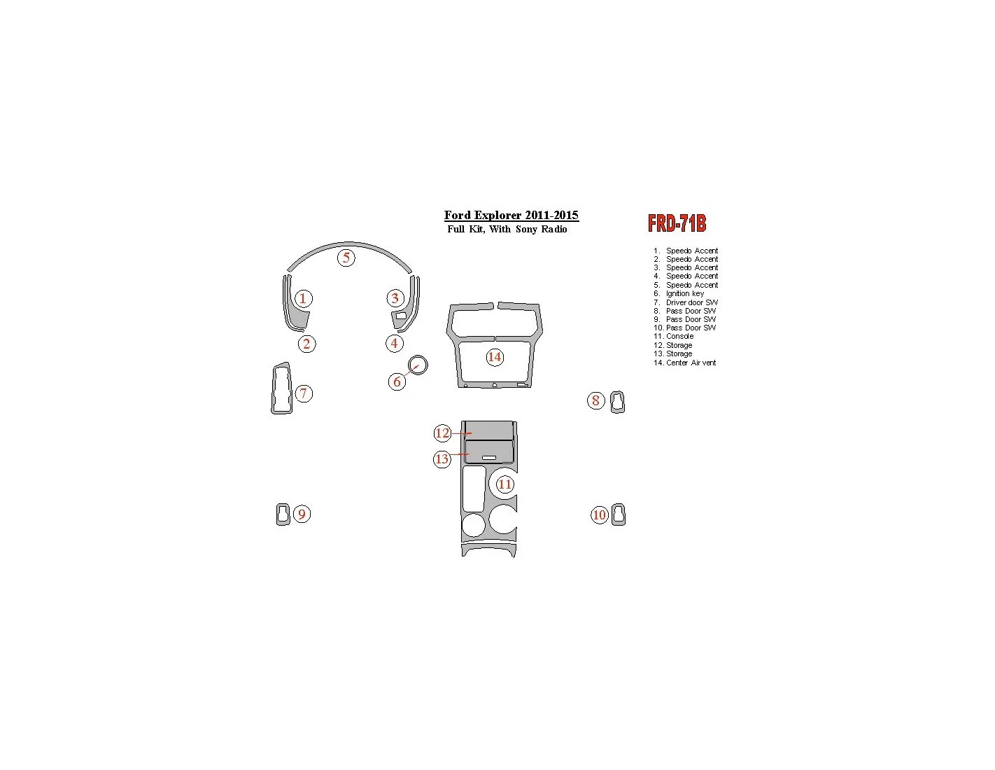 FORD Ford Explorer 2011-UP Full Set, With Sony Radio Interior BD Dash Trim Kit €51.99