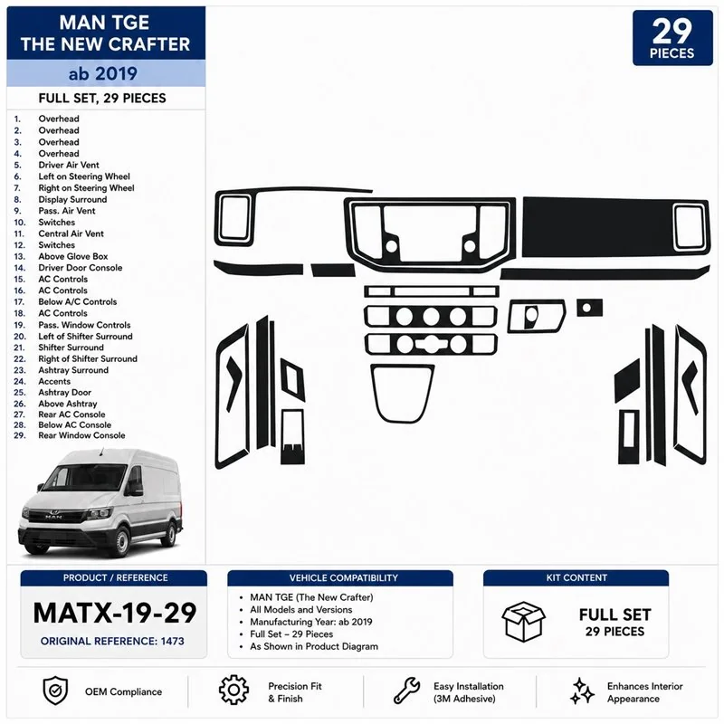 MAN TGE 2019 3D Armaturenbrett-Dekor-Set, 29 Teile