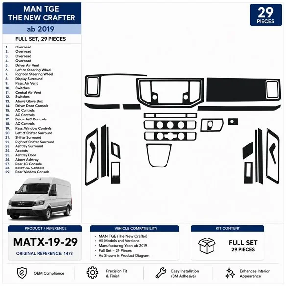 MAN TGE 2019 3D dashboard sierlijstset, 29 delen