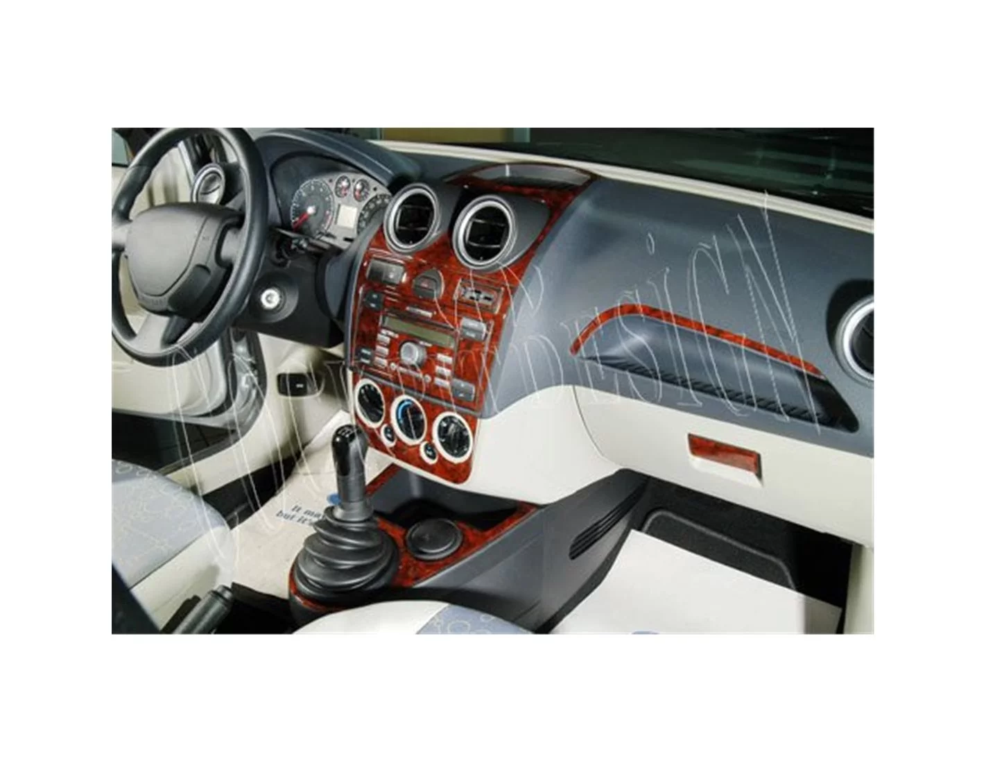 Ford Fiesta 05-10 Kit la décoration du tableau de bord 10-Pièce - 1 - habillage decor de tableau de bord