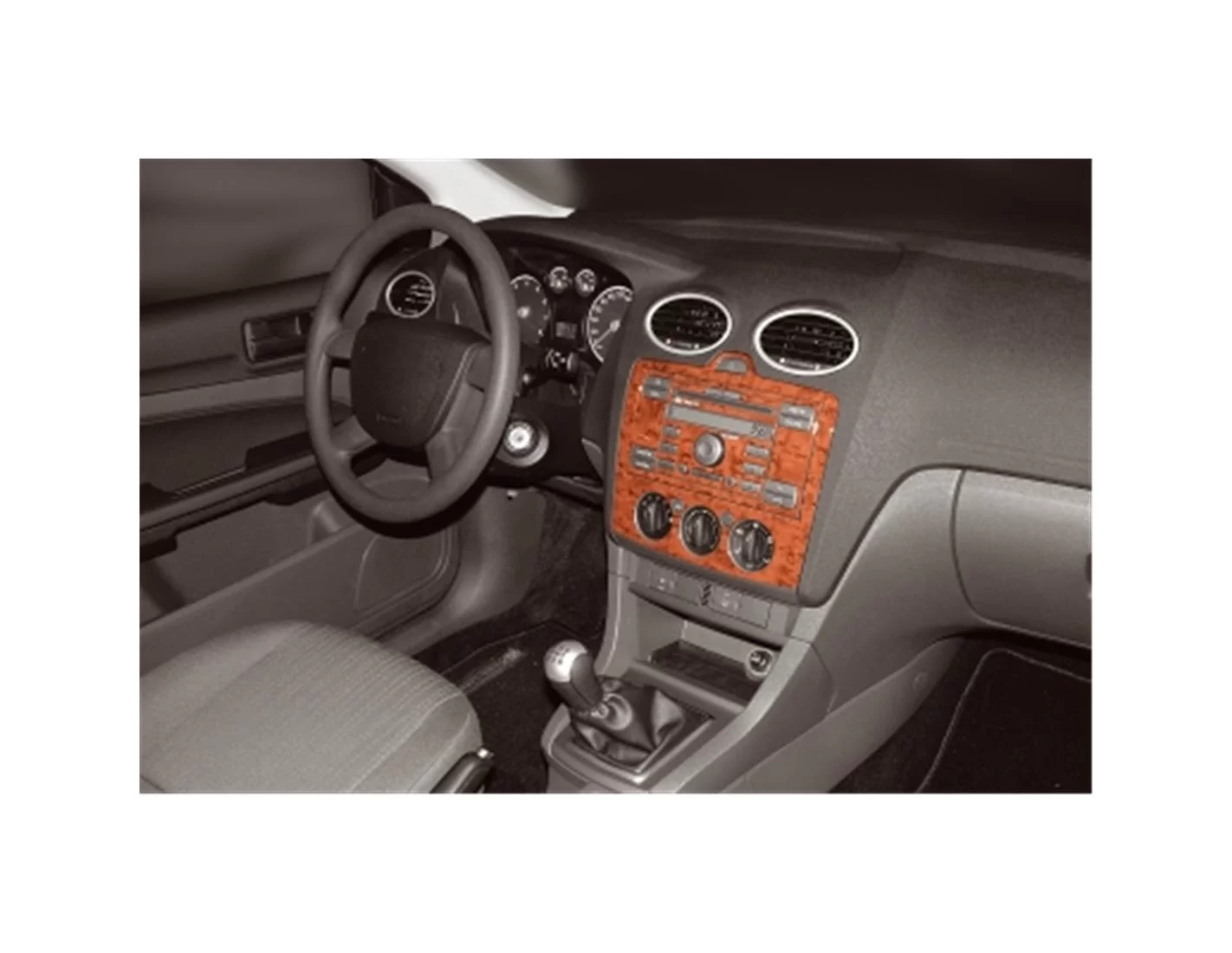 Ford Focus09.04 - 09.10 3D Inleg dashboard Interieurset aansluitend en pasgemaakt op he 5 -Teile