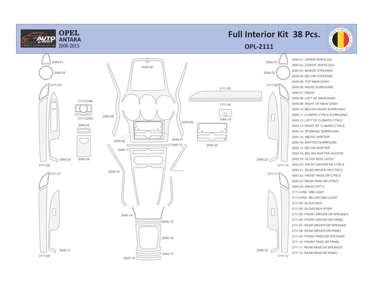 Opel Antara 2006-2015 Interior WHZ Dashboard trim kit 38 Parts