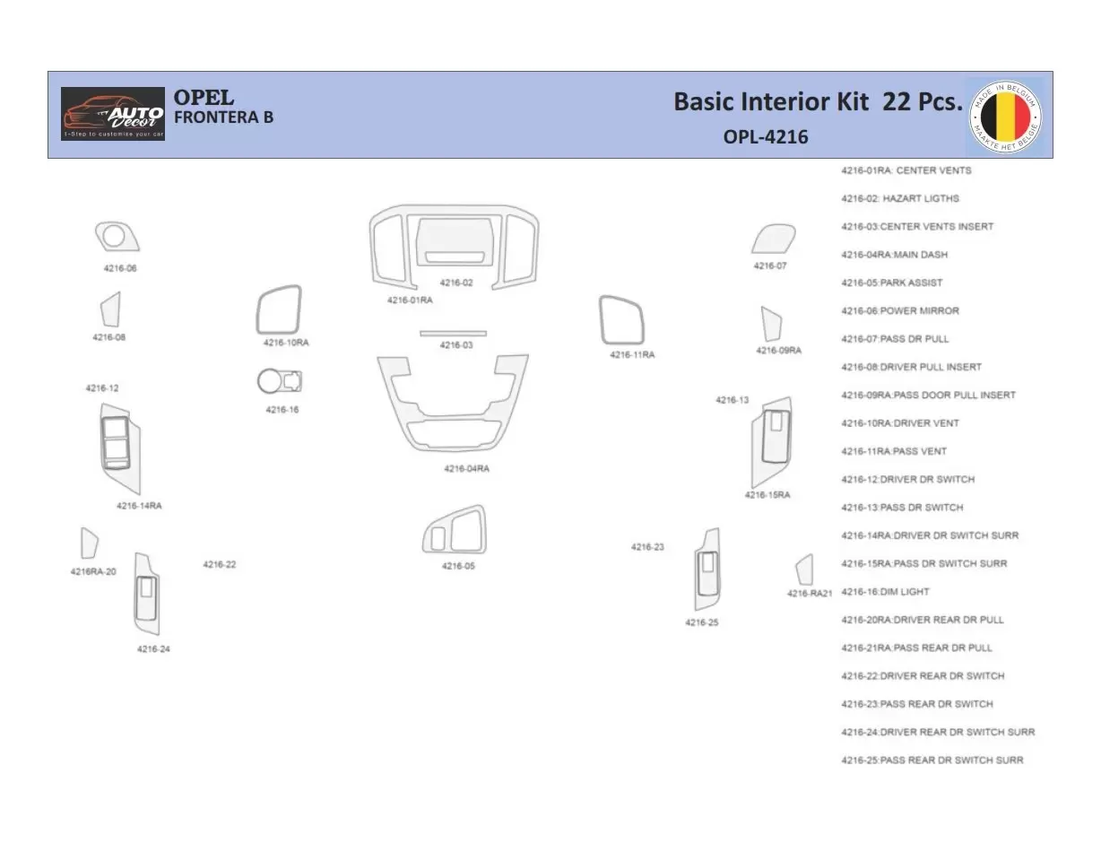 Opel Insignia 2008-2013 Inleg dashboard Interieurset aansluitend en pasgemaakt 22 Delen