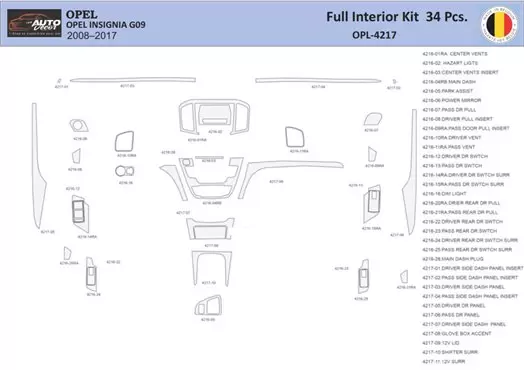 Opel Insignia 2008-2013 Interior WHZ Dashboard trim kit 34 Parts