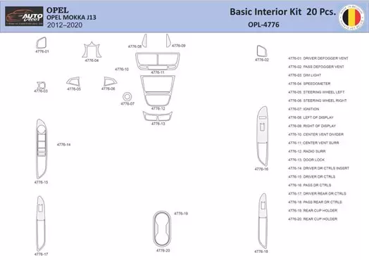 Opel Mokka 2012-2017 Interior WHZ Dashboard trim kit 20 Parts