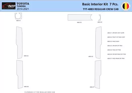 Toyota Tundra 2014-2021 Inleg dashboard Interieurset aansluitend en pasgemaakt 7 Delen