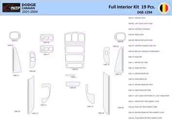 Dodge Caravan 2001-2004 Interior WHZ Dashboard trim kit 19 Parts