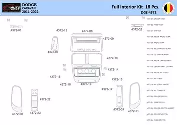 Dodge Caravan 2008-2016 Habillage Décoration de Tableau de Bord 18 Pièce