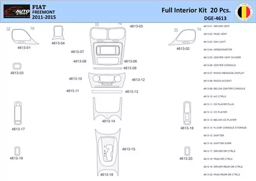 Fiat Freemont 2011-2015 Inleg dashboard Interieurset aansluitend en pasgemaakt 20 Delen