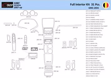 GMC Acadia 2007-2016 Interior WHZ Dashboard trim kit 31 Parts