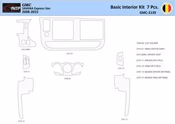 GMC Savana 2008-2020 Interior WHZ Dashboard trim kit 7 Parts