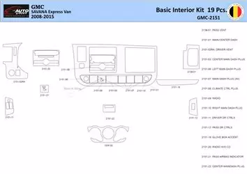 GMC Savana 2008-2020 Interior WHZ Dashboard trim kit 19 Parts