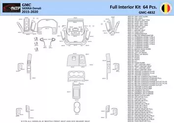 GMC Sierra 2014-2018 Mittelkonsole Armaturendekor WHZ Cockpit Dekor 64 Teilige