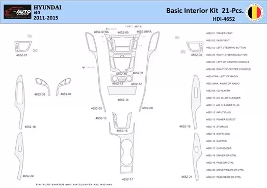 Hyundai i40 2011-2015 Interior WHZ Dashboard trim kit 21 Parts