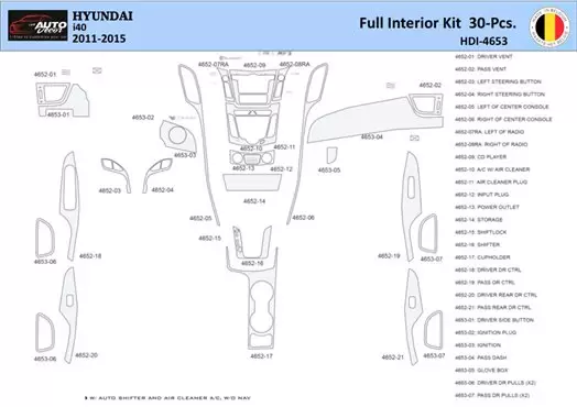 Hyundai i40 2011-2015 Kit la décoration du tableau de bord 30 Pièce - 1 - habillage decor de tableau de bord
