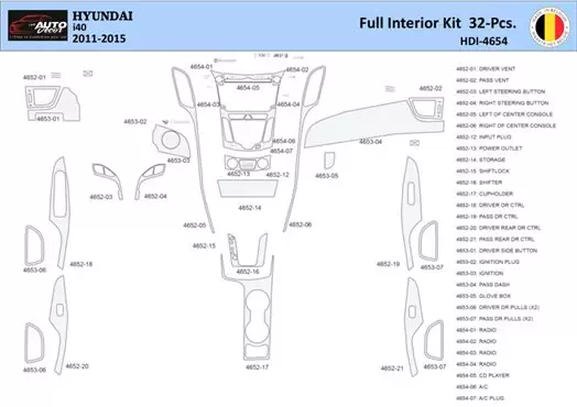 trim Parts 40 kit 2009-2011 Interior Dashboard Hyundai-i30 WHZ