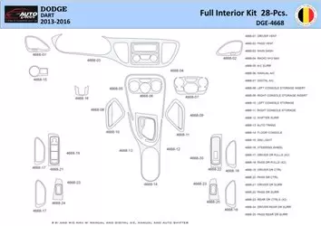 Dodge Dart PF 2012-2016 Decor de carlinga su interior del coche 28 Partes