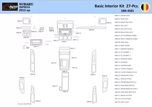 Subaru Impreza 2012 Inleg dashboard Interieurset aansluitend en pasgemaakt 27 Delen