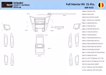 Subaru Legacy Outback 2010 Interior WHZ Dashboard trim kit 21 Parts